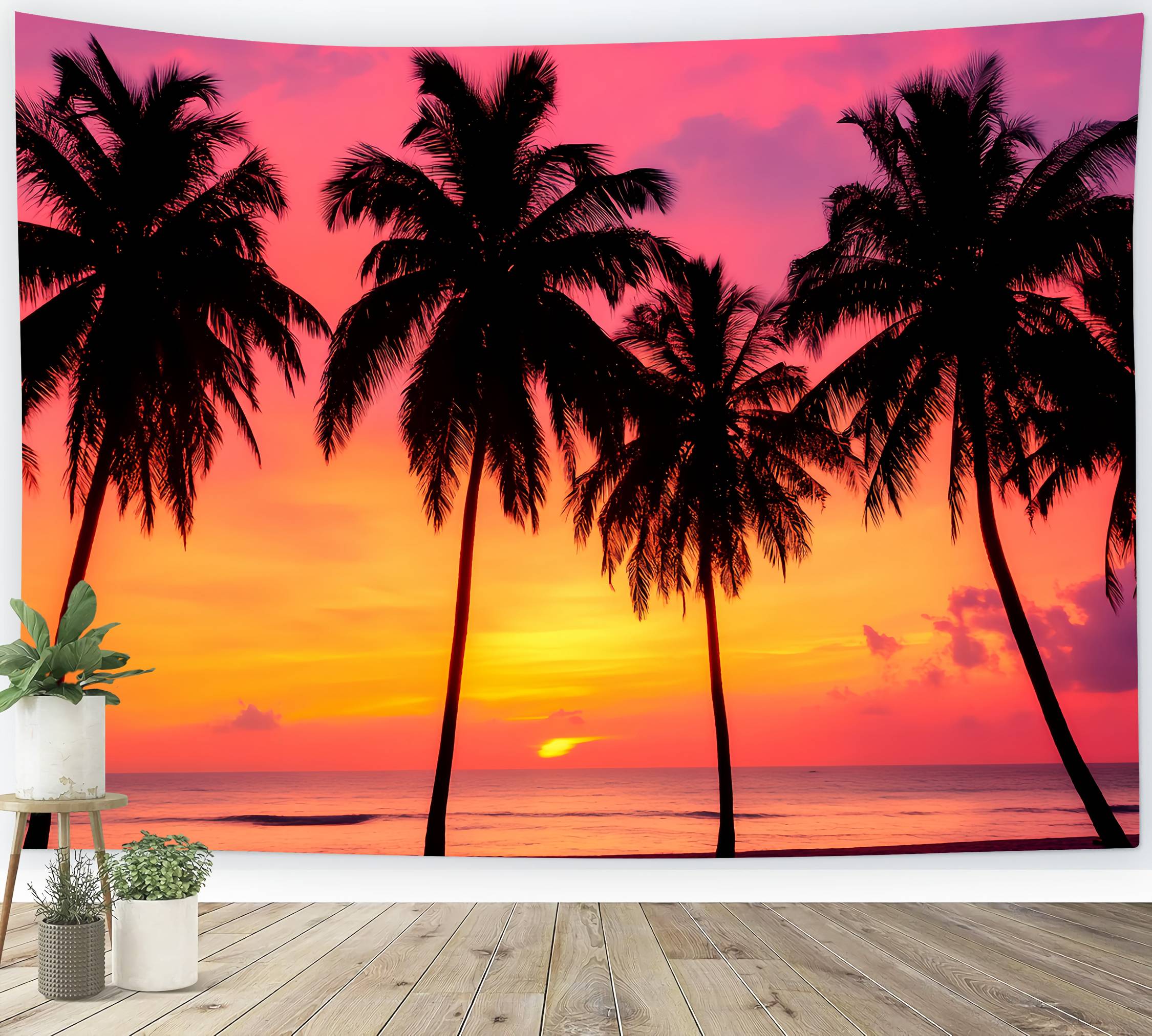 Fond Photo Automne Silhouettes Palmiers Coucher Soleil Tropical LXX58-170