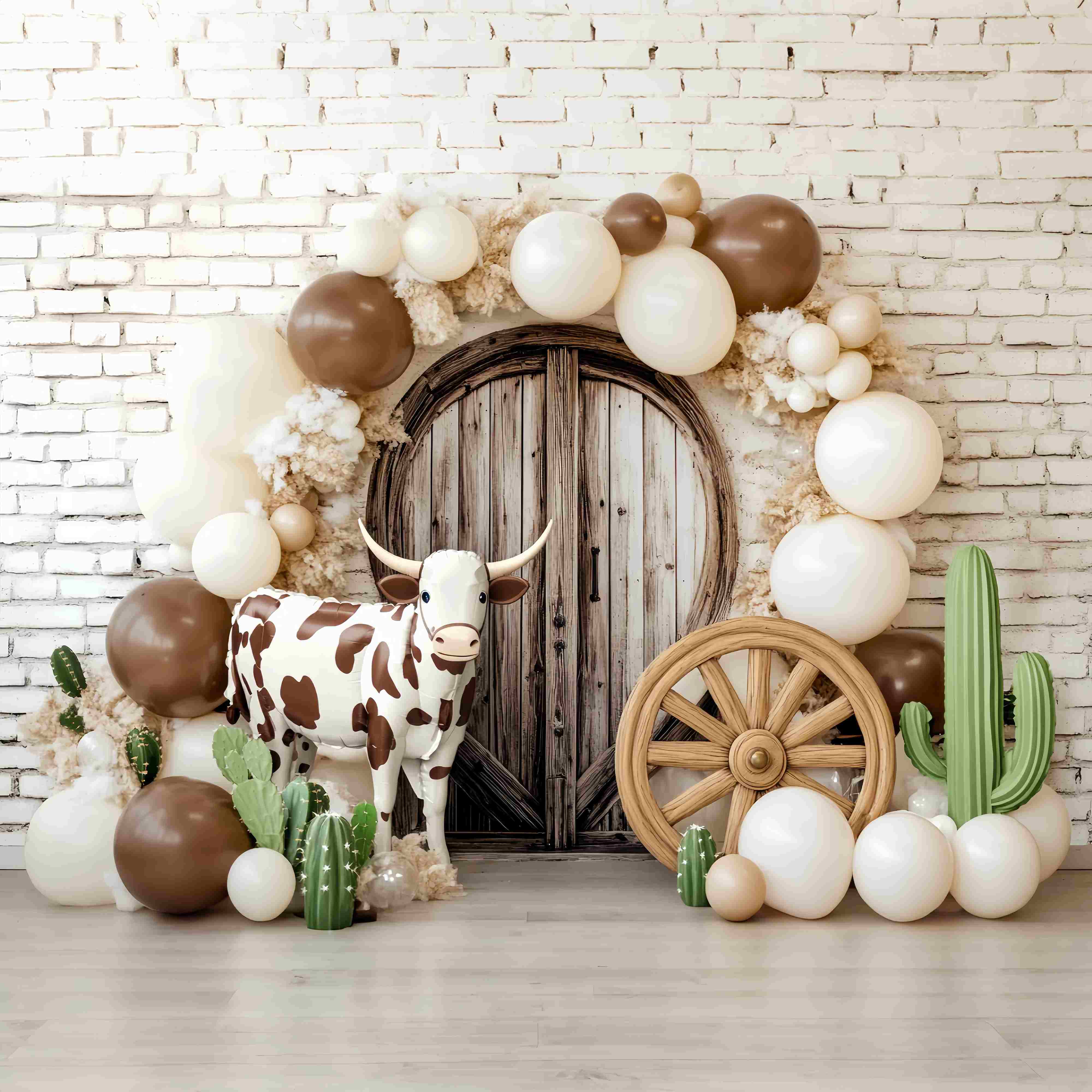 Toile de fond Photo Automne Arche Ballons Imprimé Vache LXX58-196