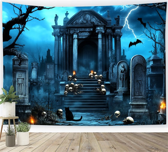 Fond halloween photo Crypte Crâne Foudroyant LXX58-20
