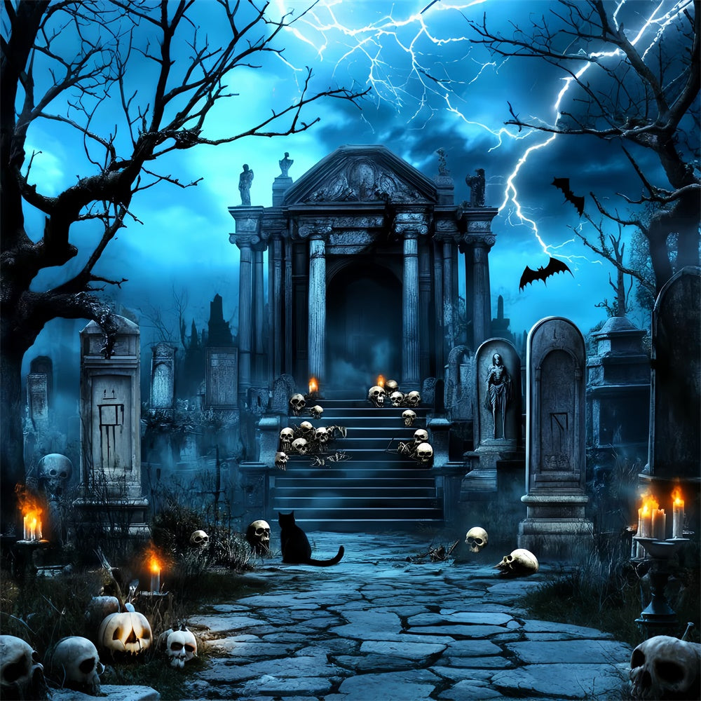 Fond halloween photo Crypte Crâne Foudroyant LXX58-20