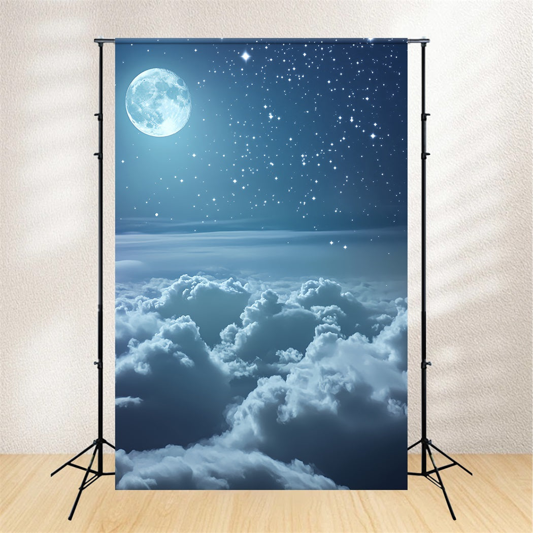 Toile de fond Photo Hiver Ciel Nuageux Étoilé au Clair de Lune CSH58-220
