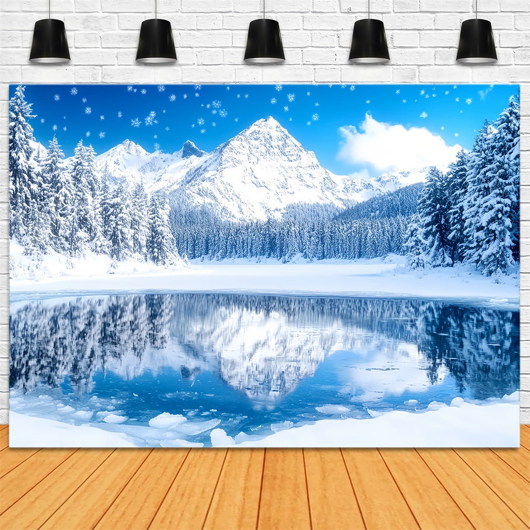 Toile de fond Hiver Lac de Cristal Reflet Alpin CSH58-227