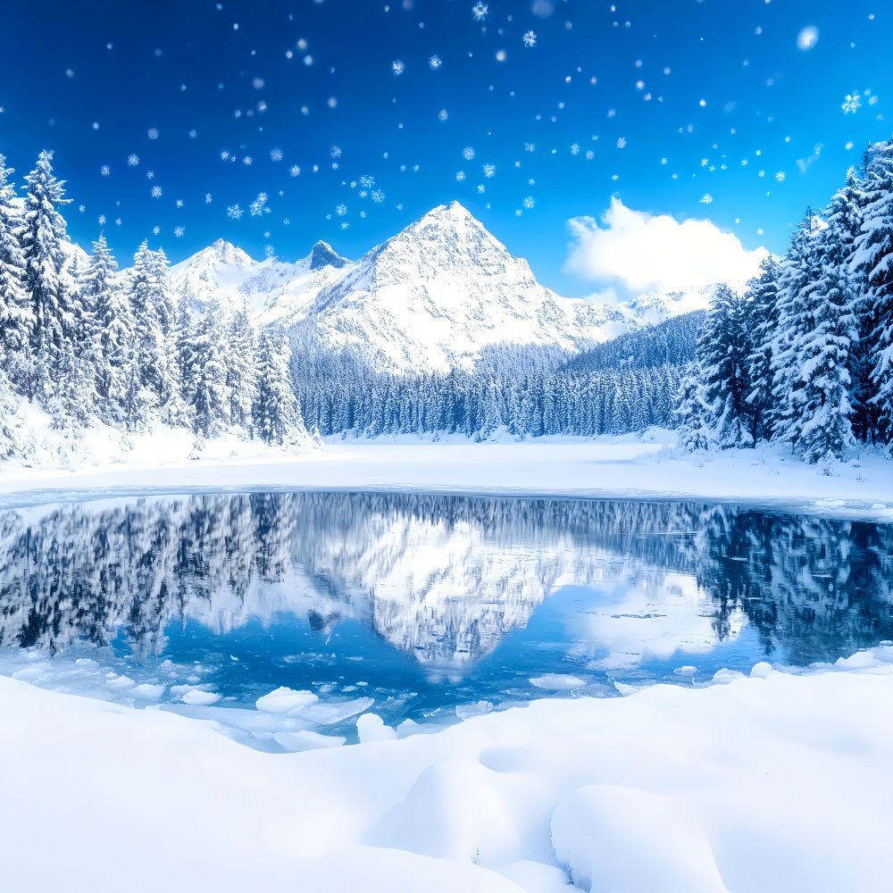 Toile de fond Hiver Lac de Cristal Reflet Alpin CSH58-227