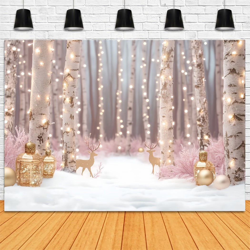 Toile de fond Photo Hiver Forêt de Bouleaux Lumières Dorées CSH58-229