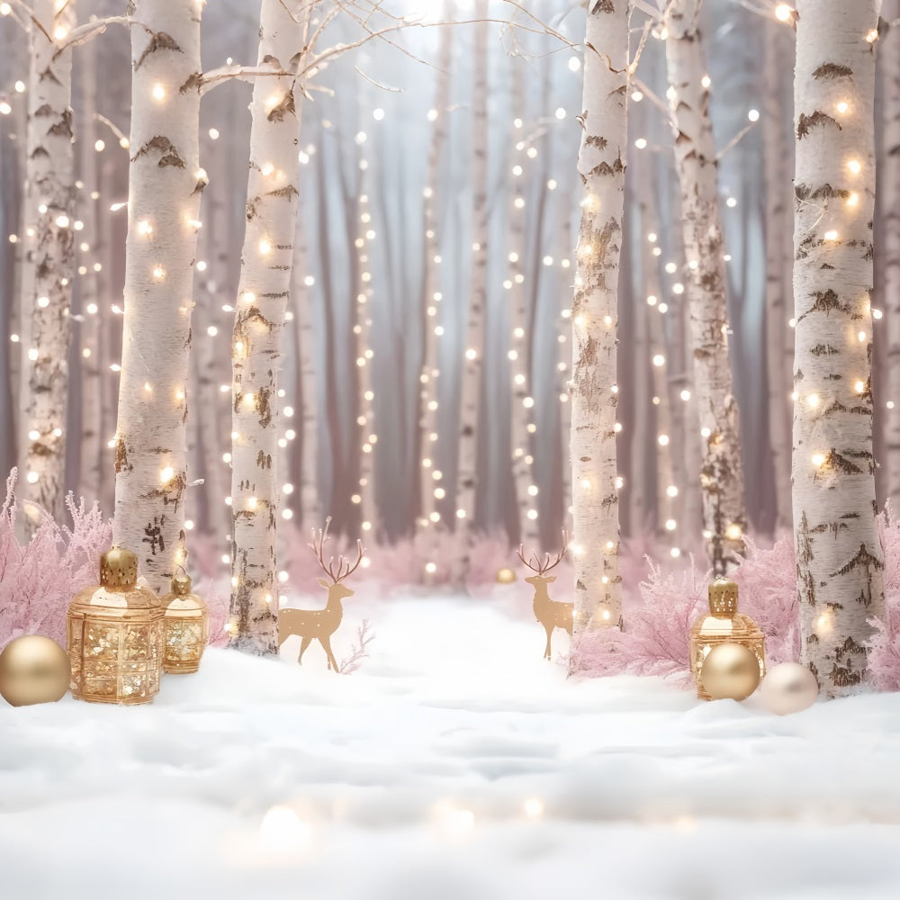 Toile de fond Photo Hiver Forêt de Bouleaux Lumières Dorées CSH58-229