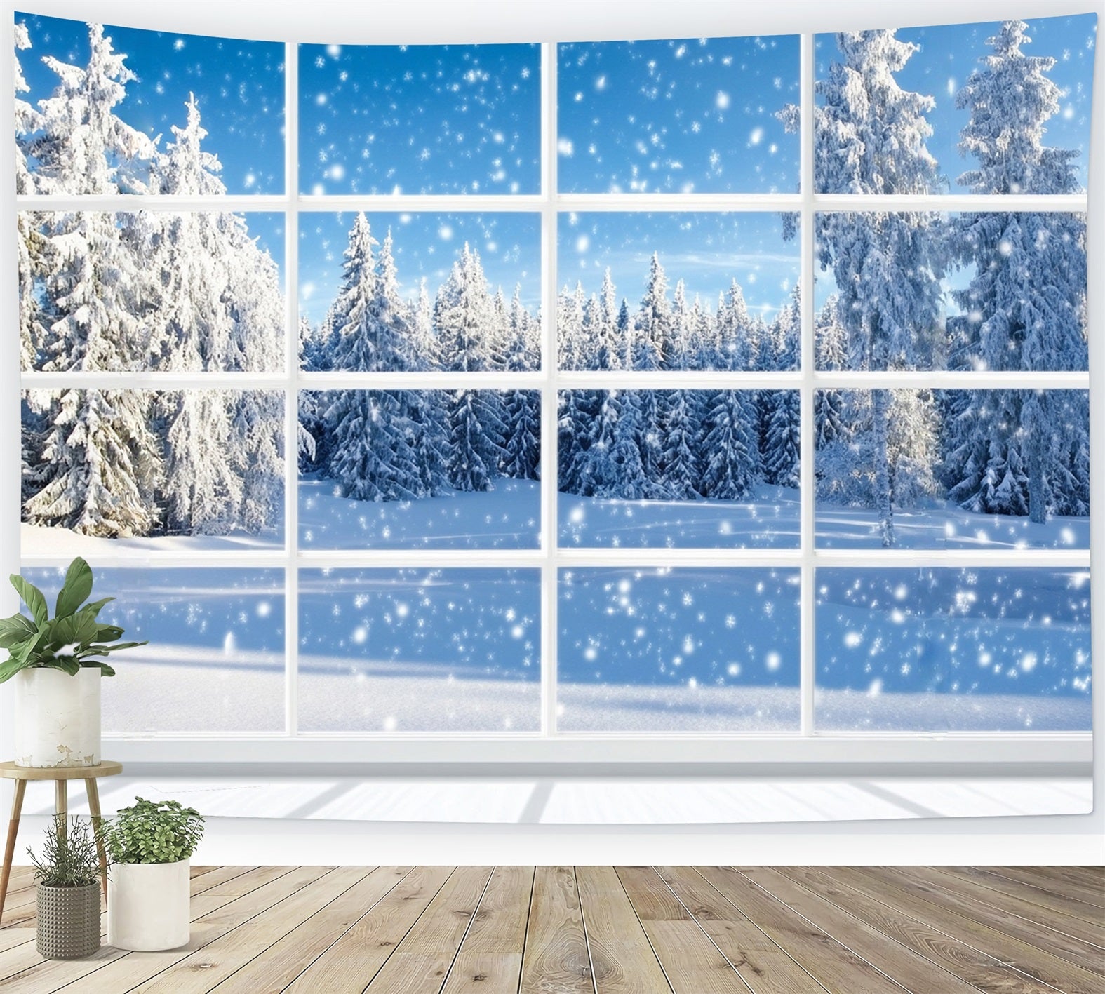 Toile de fond Hiver Forêt de Pins Chute de Neige CSH58-233