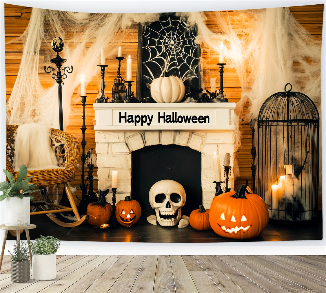 Fond photo halloween Cheminée Toiles Effrayantes LXX58-25
