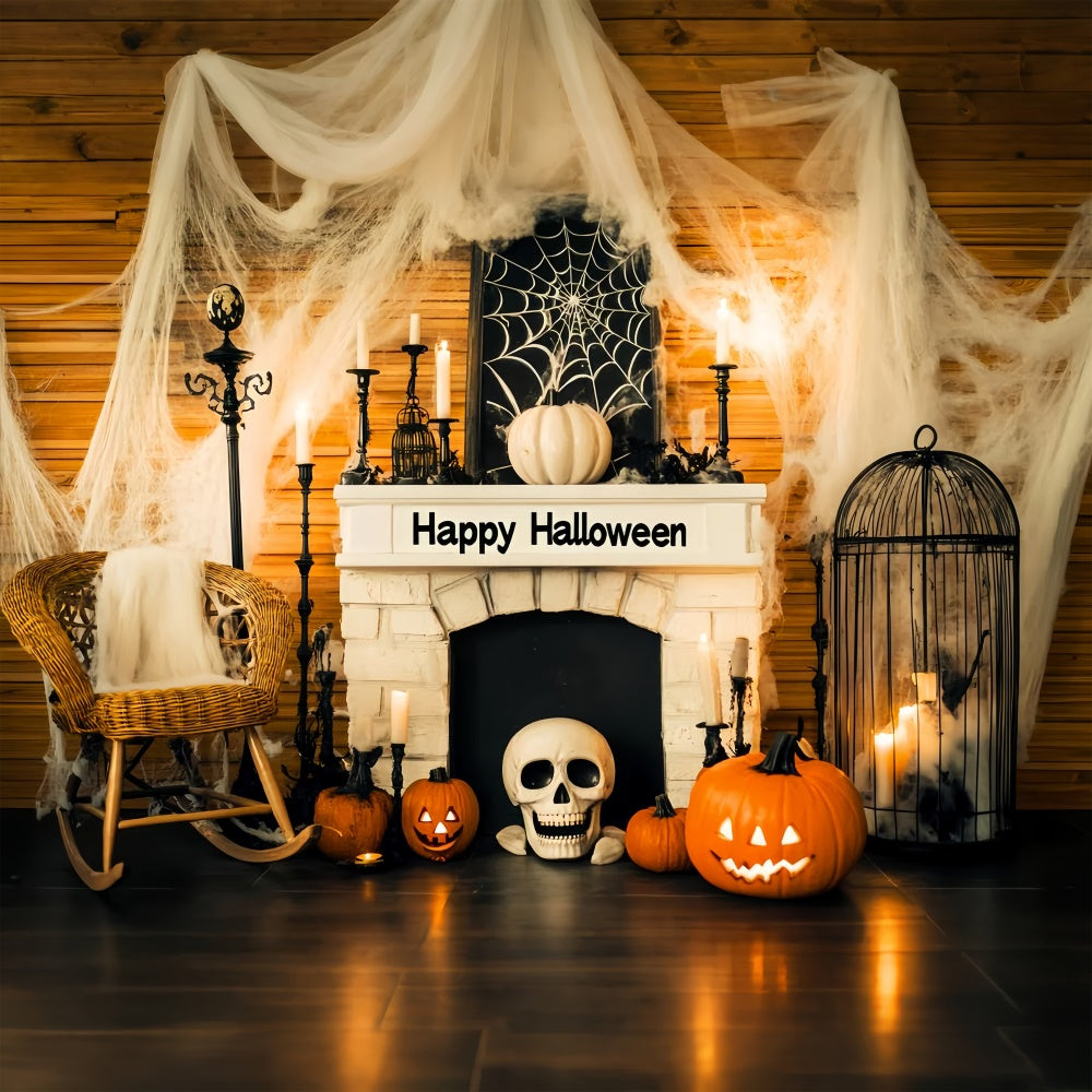 Fond photo halloween Cheminée Toiles Effrayantes LXX58-25