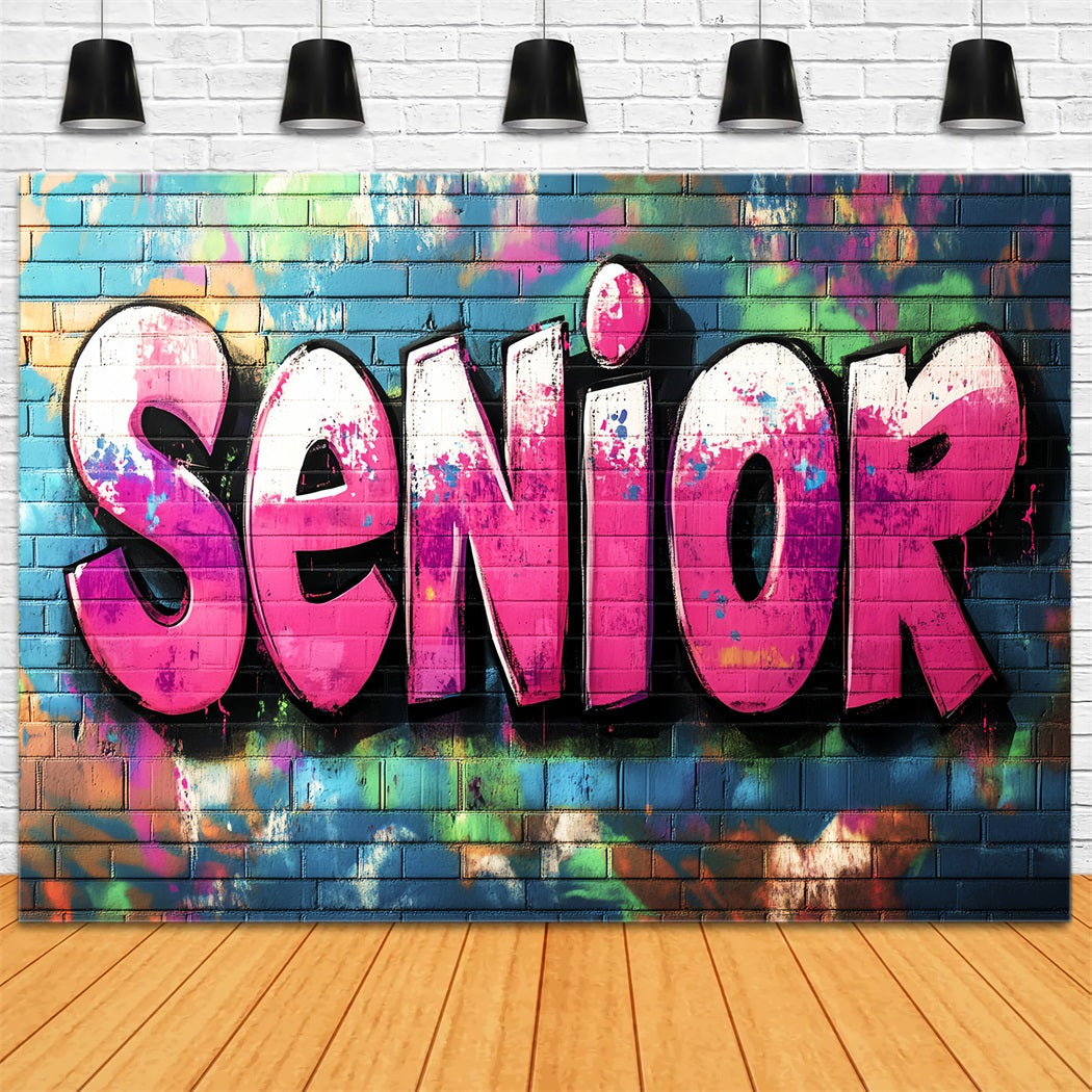 Fond Photo Graffiti Mur Briques Coloré Lettres Senior Roses Graduation LXX58-250