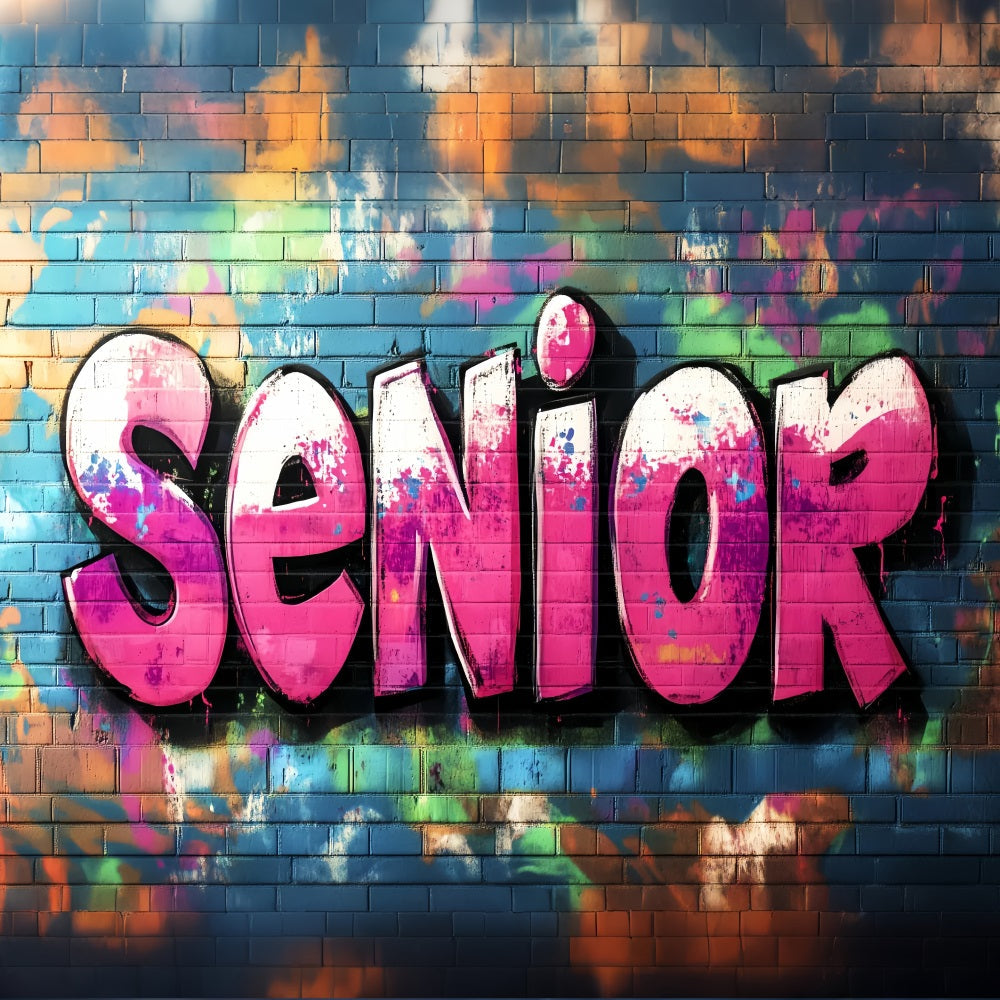 Fond Photo Graffiti Mur Briques Coloré Lettres Senior Roses Graduation LXX58-250