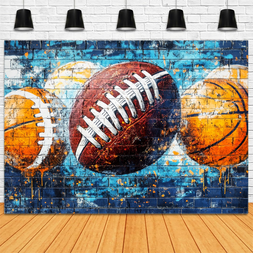 Fond Photo Graffiti Mur Sports Ballons Couleurs Spray LXX58-252