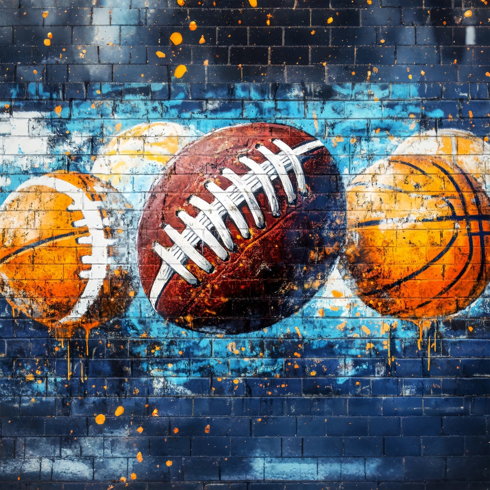 Fond Photo Graffiti Mur Sports Ballons Couleurs Spray LXX58-252