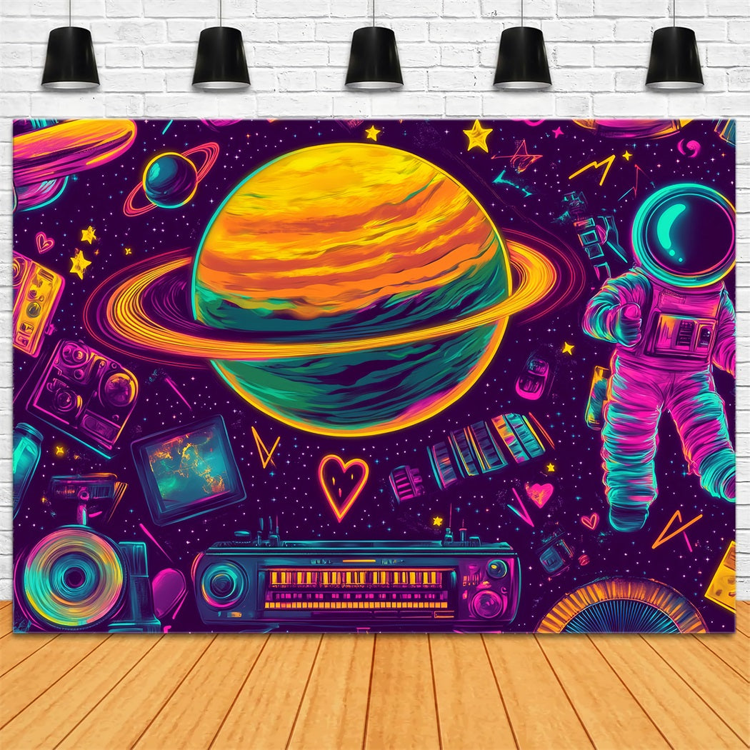 Toile de fond Graffiti Mur Saturne Néon Éléments Spatiaux LXX58-254