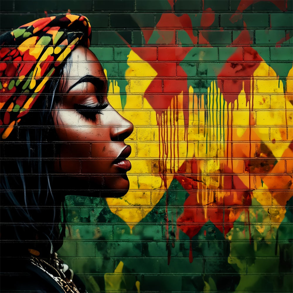 Fond Photo Graffiti Histoire Noire Portrait Femme Couleurs Vives LXX58-255