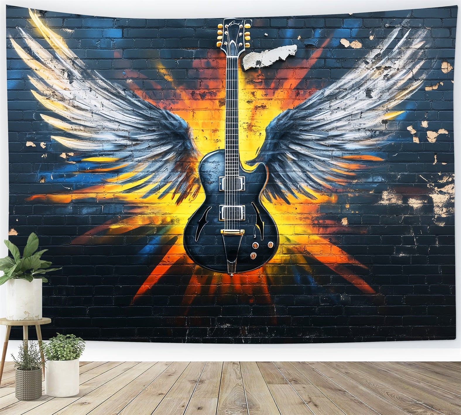 Toile de fond Graffiti Mur Guitare Électrique Ailes d’Ange LXX58-256