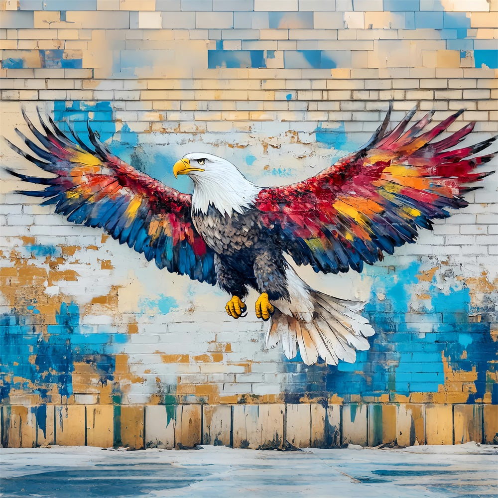 Toile de fond Graffiti Mur Aigle Volant Plumes Peintes LXX58-258