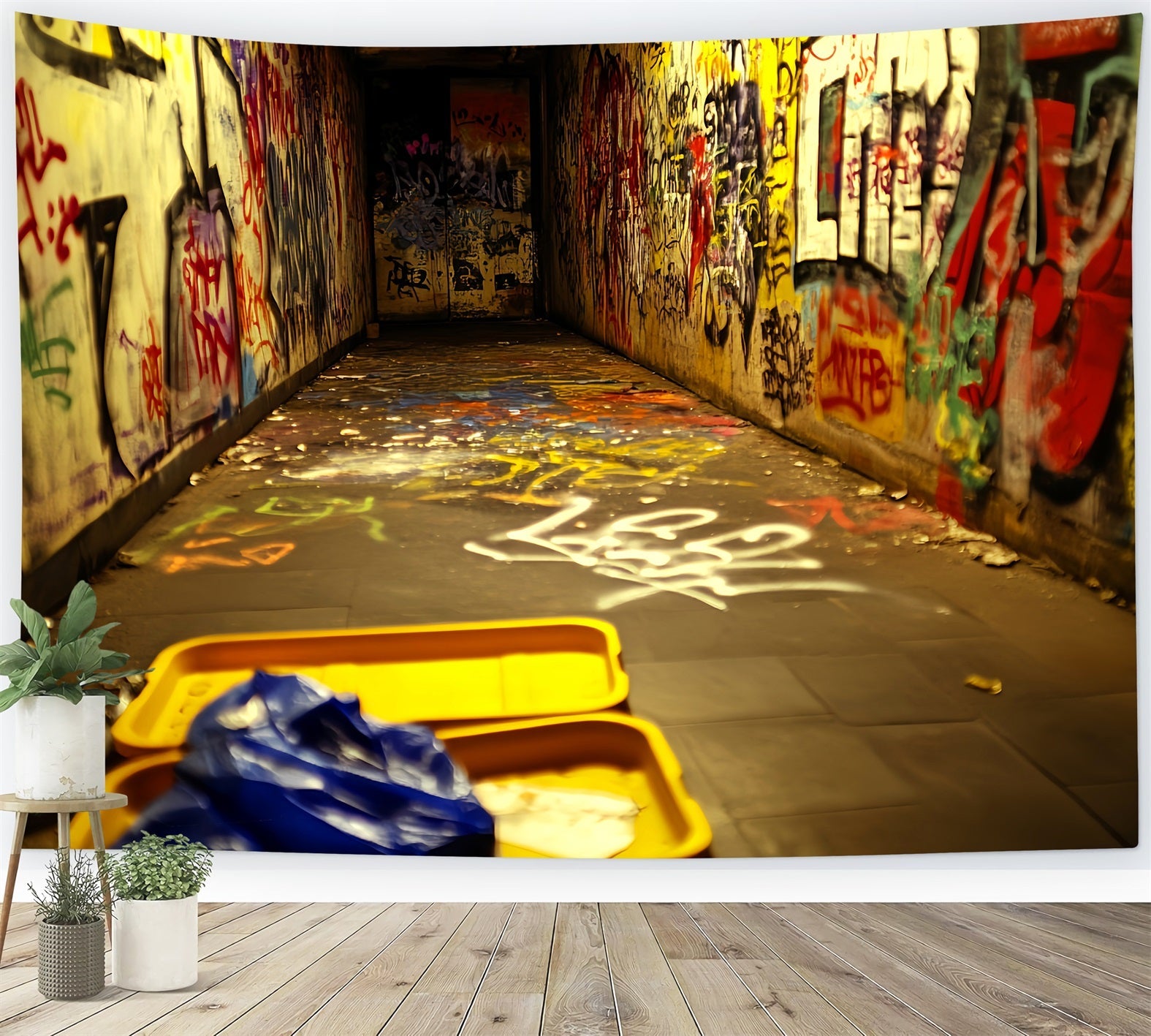Toile de fond Graffiti Tunnel Néon Tags Graffiti LXX58-259