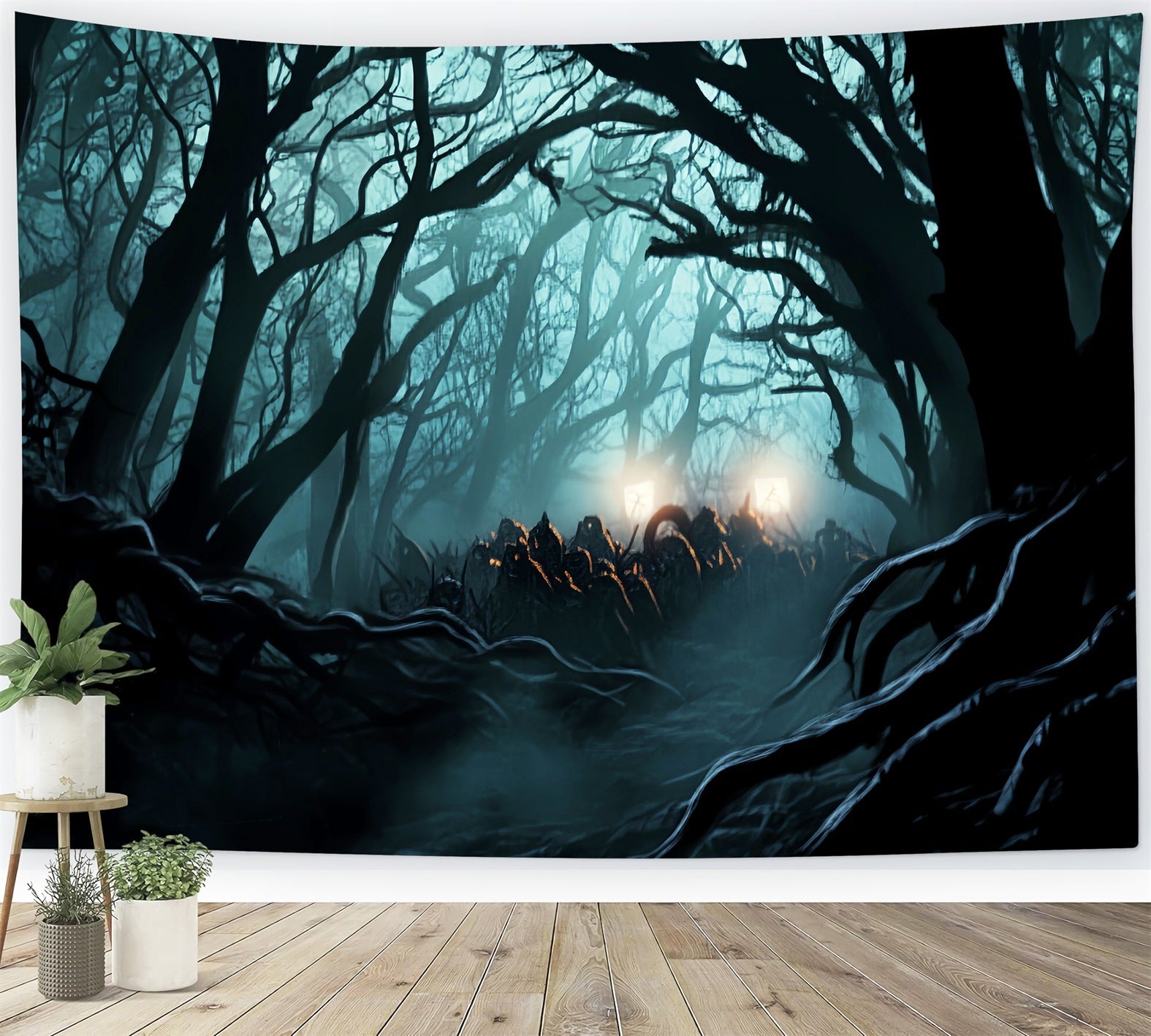 Toile de fond Forêt Hantée Sombre Lueur Hantée Effrayante LXX58-279
