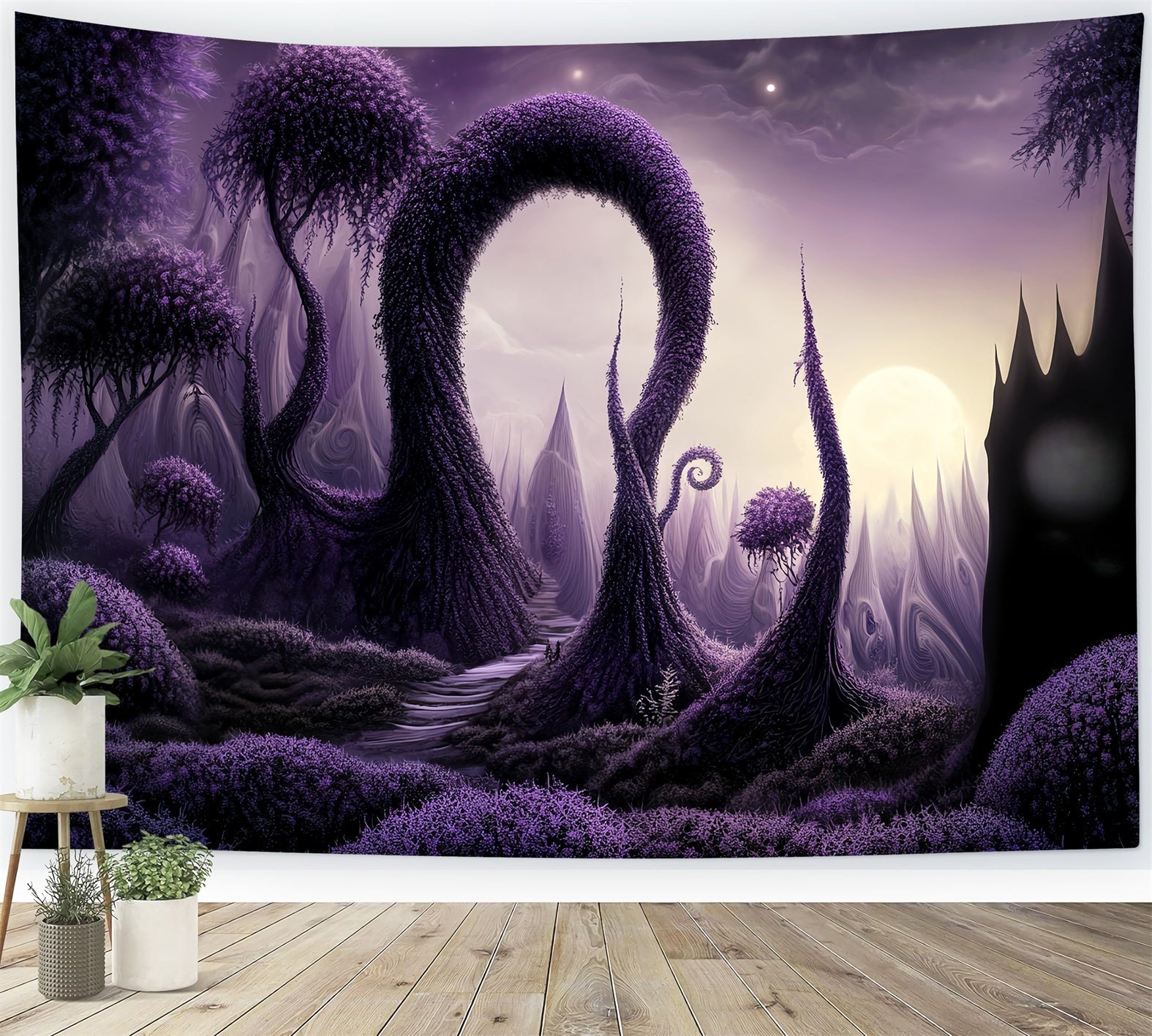 Toile de fond Forêt Hantée Enchantée Bois Tordus Violets LXX58-282