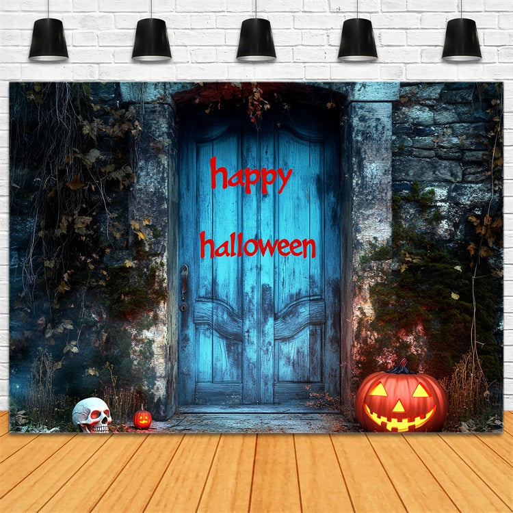 Toile de fond photo halloween Entrée Bleue Hantée LXX58-29