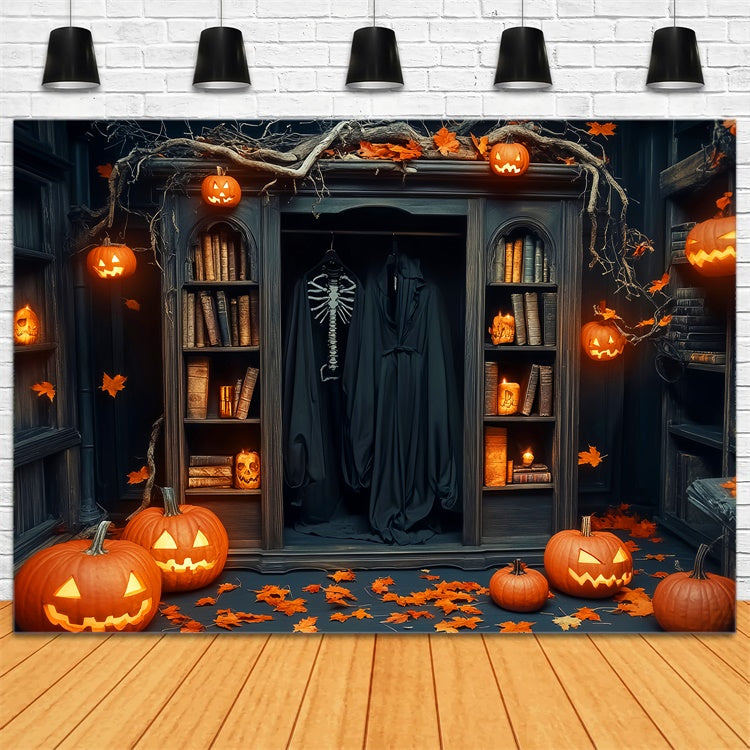 Fond de photo halloween Placard Robes Effrayantes Garage LXX58-31