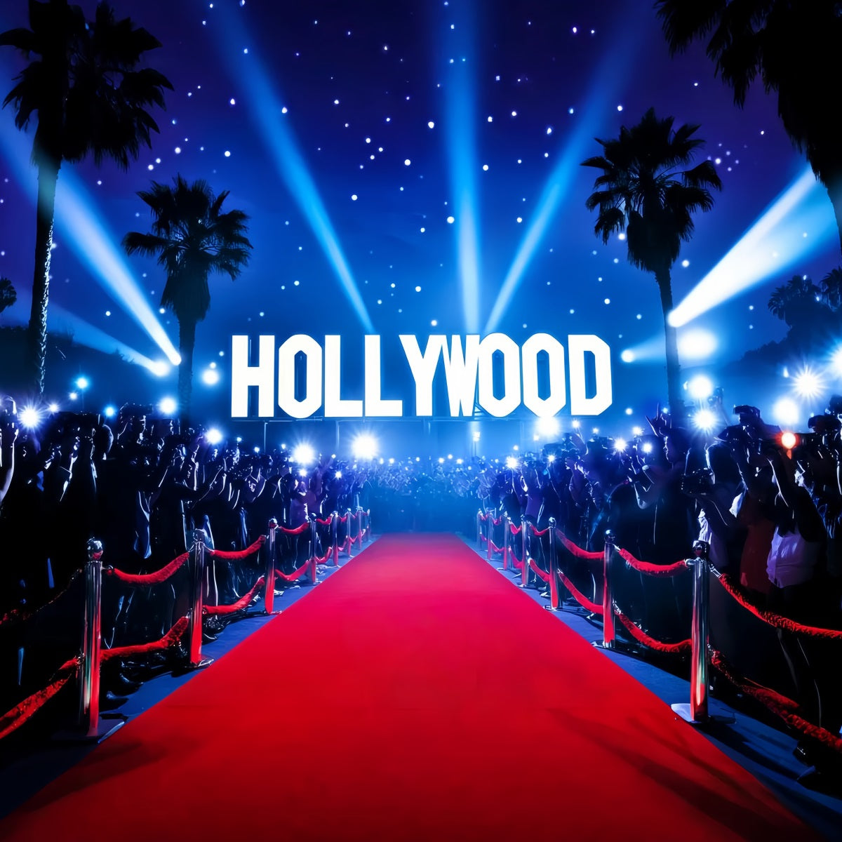 Toile de fond Tapis Rouge Hollywood Lumières Foule Paparazzi LXX58-323