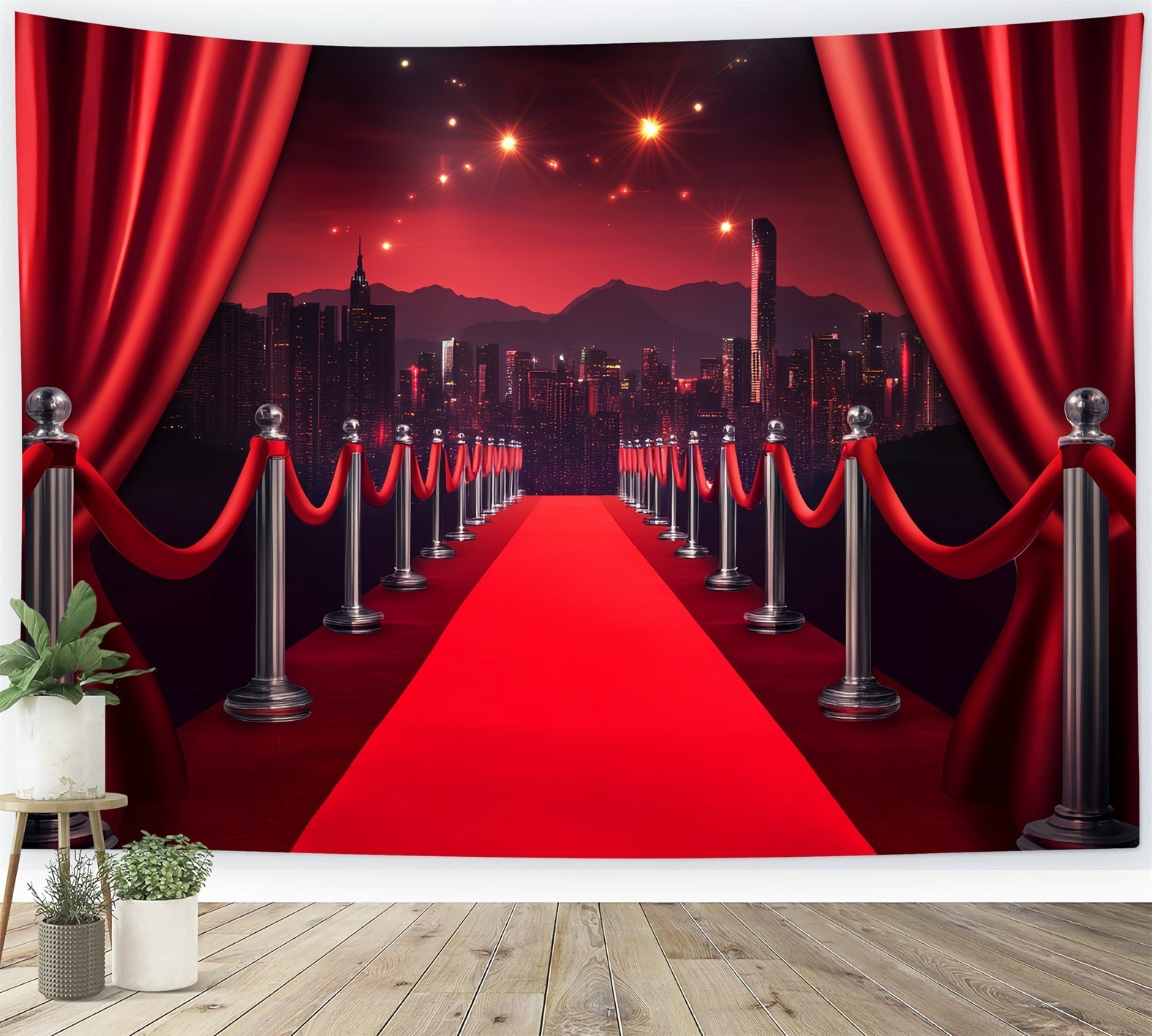 Toile de fond Tapis Rouge Rideau Rouge Skyline Promenade LXX58-329