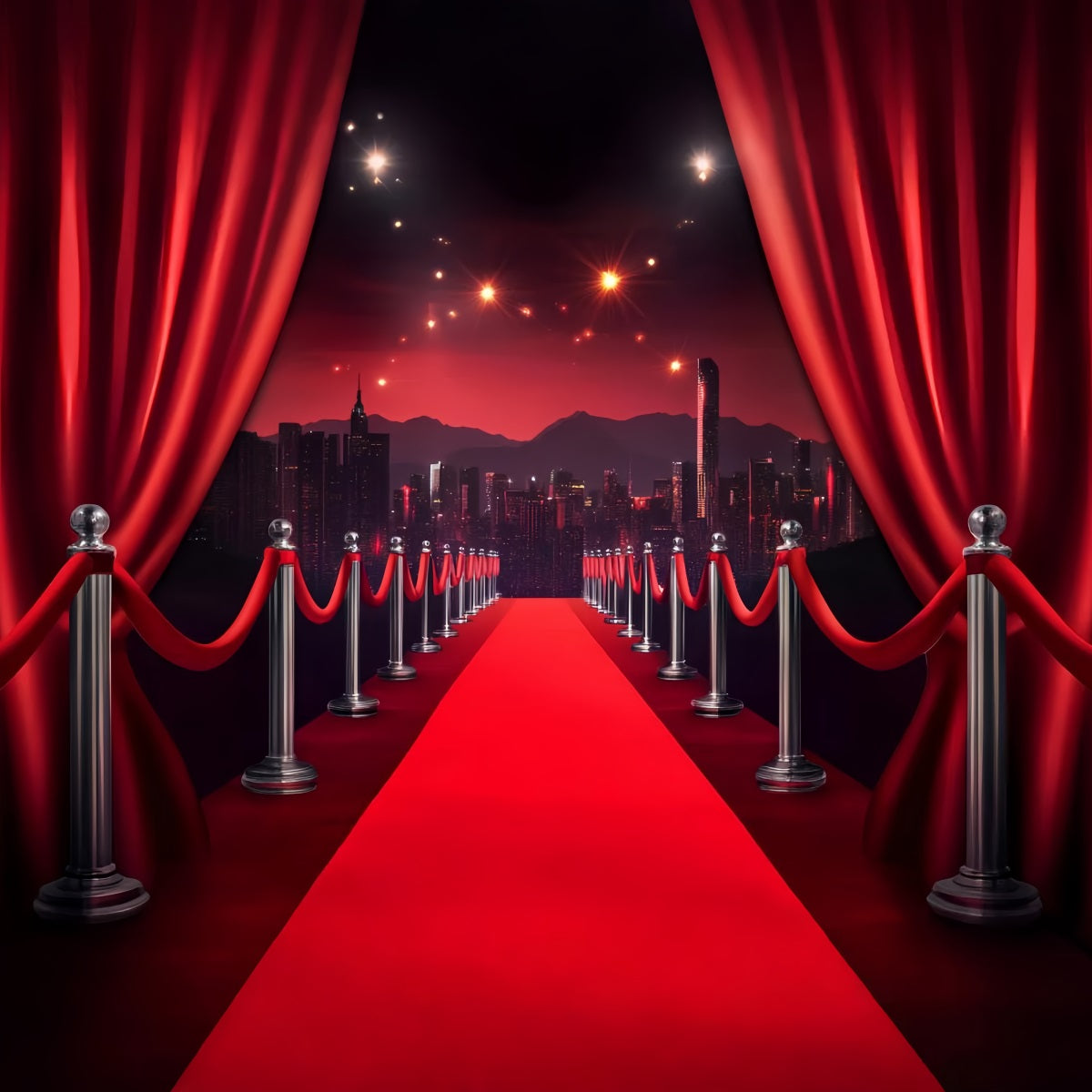 Toile de fond Tapis Rouge Rideau Rouge Skyline Promenade LXX58-329