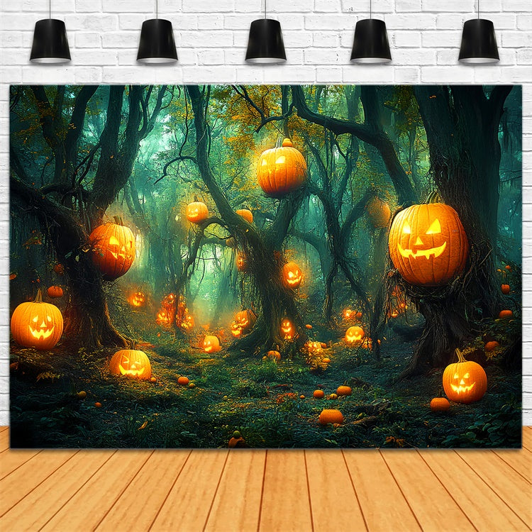 Fond photo halloween Forêt Enchantée Citrouilles LXX58-33