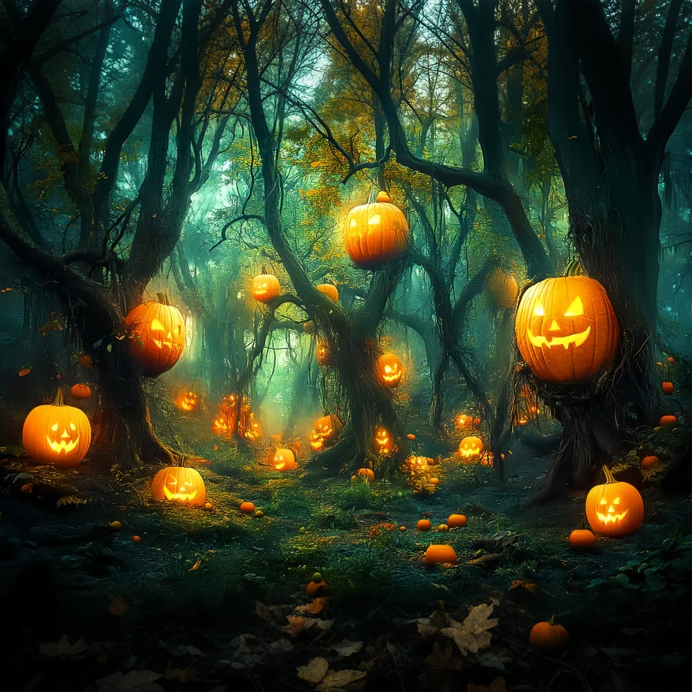 Fond photo halloween Forêt Enchantée Citrouilles LXX58-33