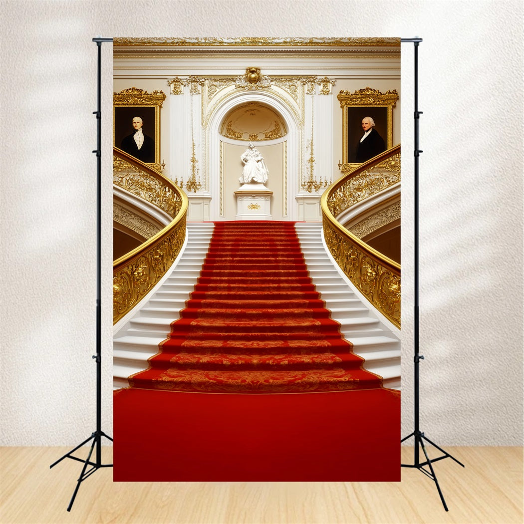 Toile de fond Tapis Rouge Statue Classique Escalier Royal LXX58-335