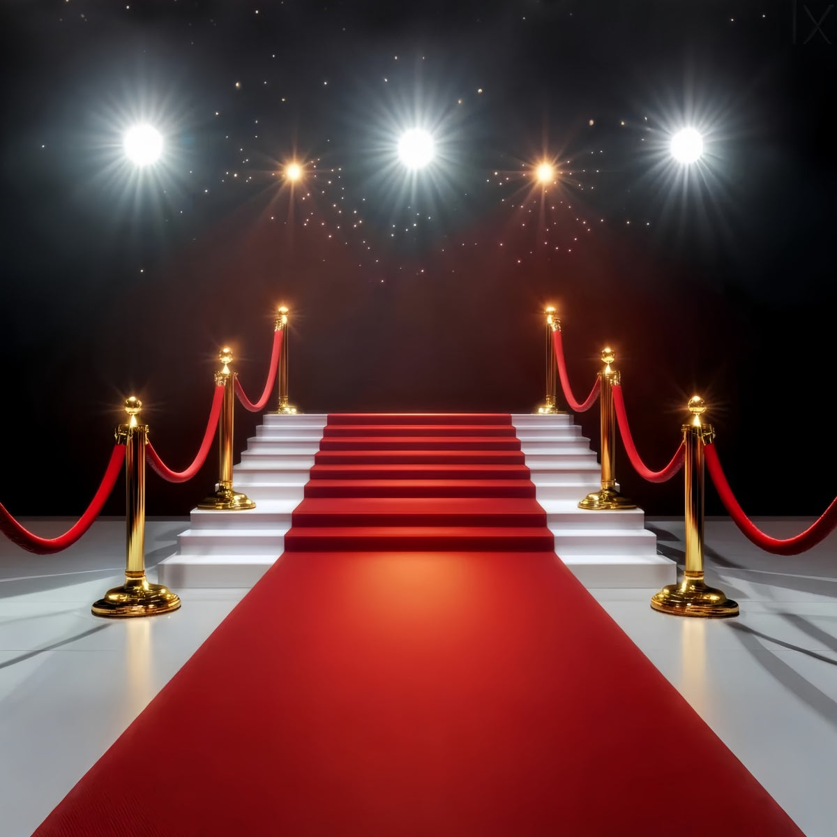 Toile de fond Tapis Rouge Lumières Dorées Escalier Glamour LXX58-336