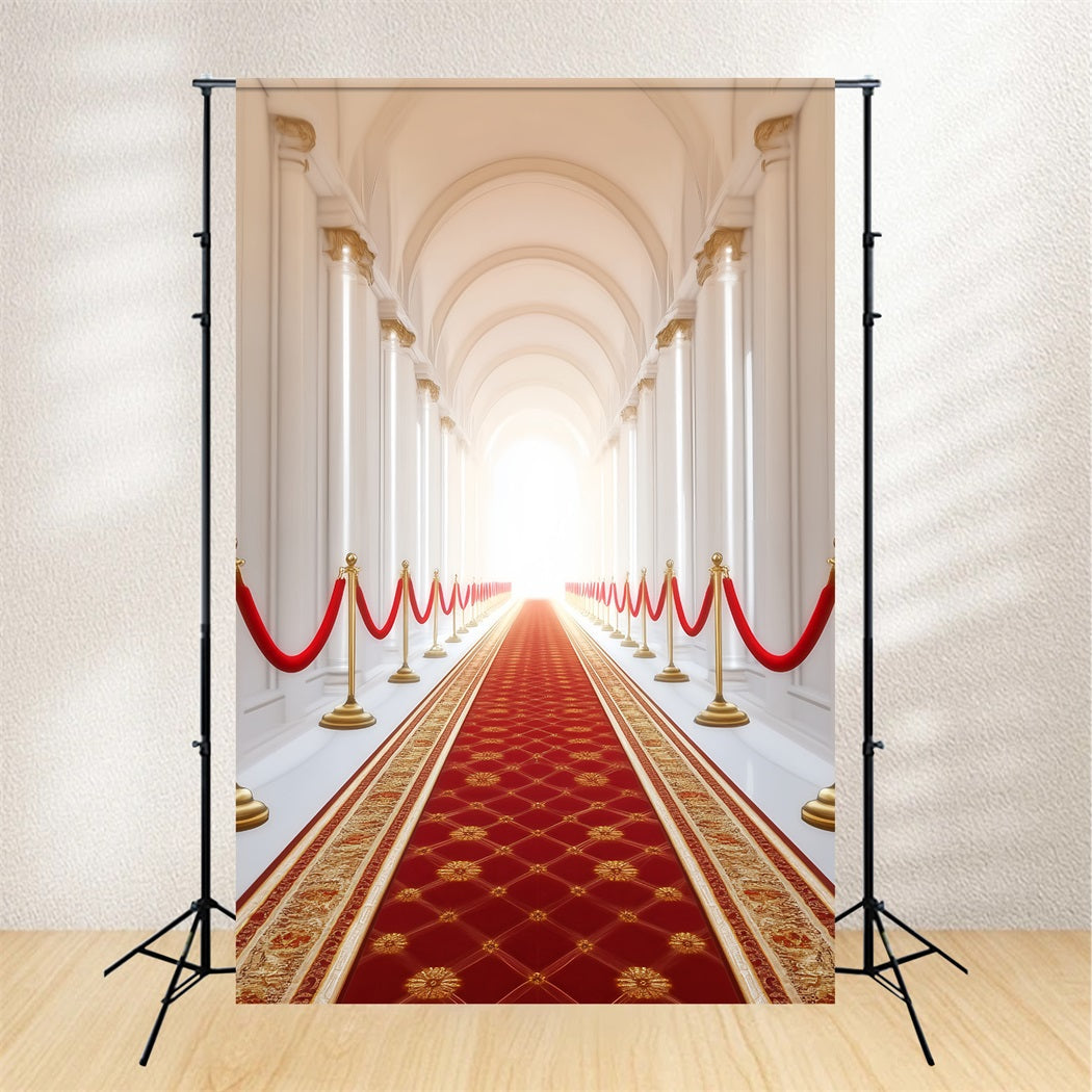 Toile de fond Tapis Rouge Couloir Royal Colonnes Voûte LXX58-337