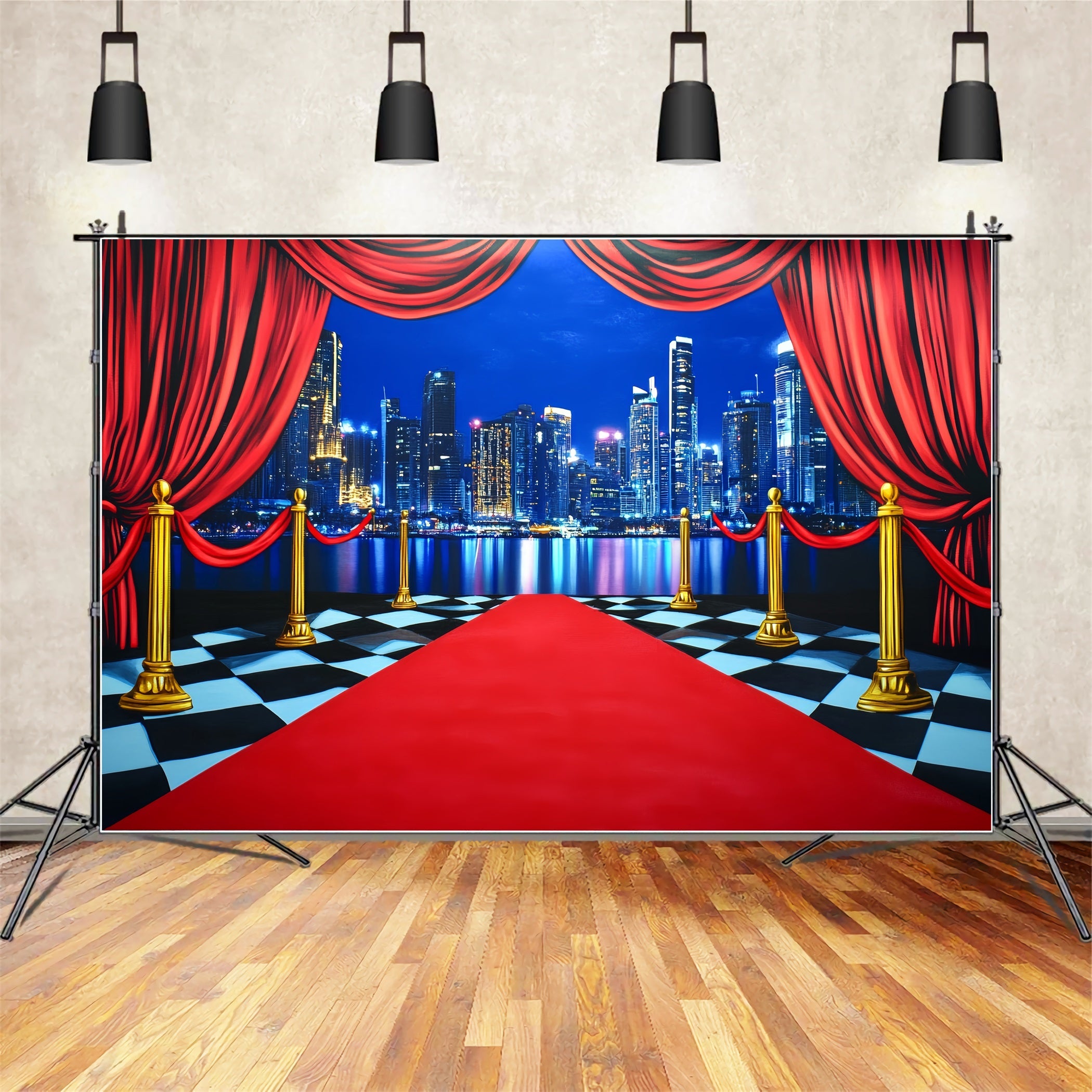 Toile de fond Tapis Rouge Skyline Urbain Rideau Entrée LXX58-340