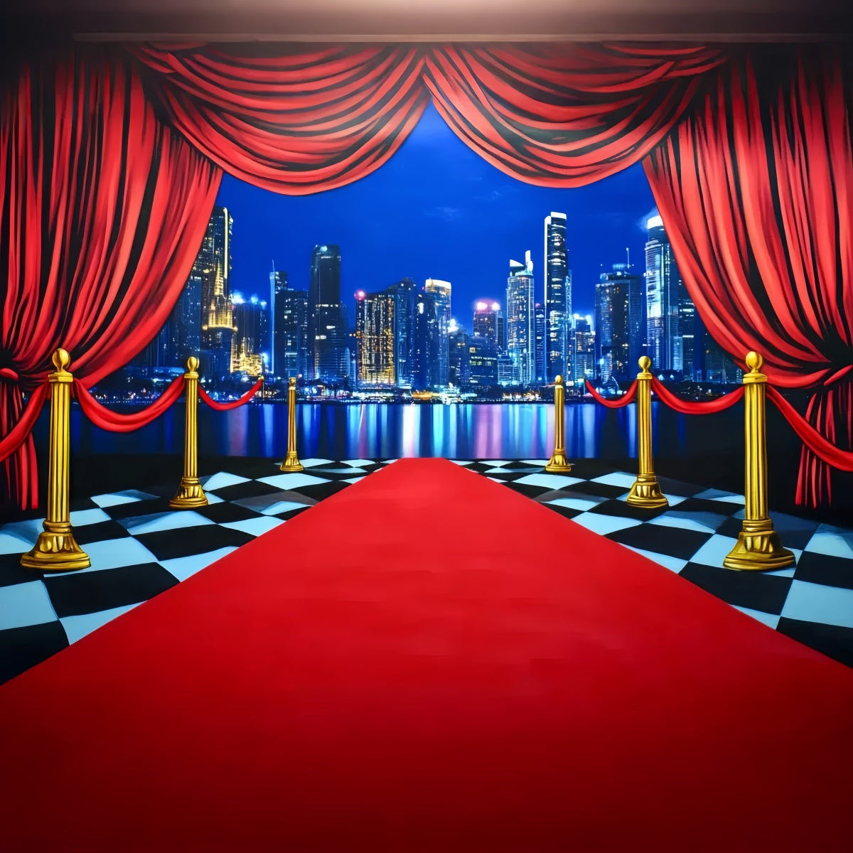 Toile de fond Tapis Rouge Skyline Urbain Rideau Entrée LXX58-340