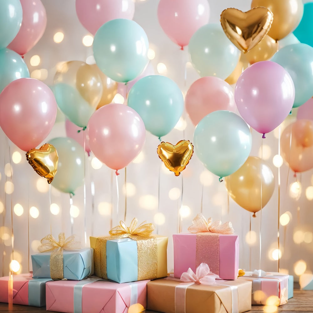 Toile de fond Nouveau-Né Ballons Pastel Cœurs Dorés LXX58-345
