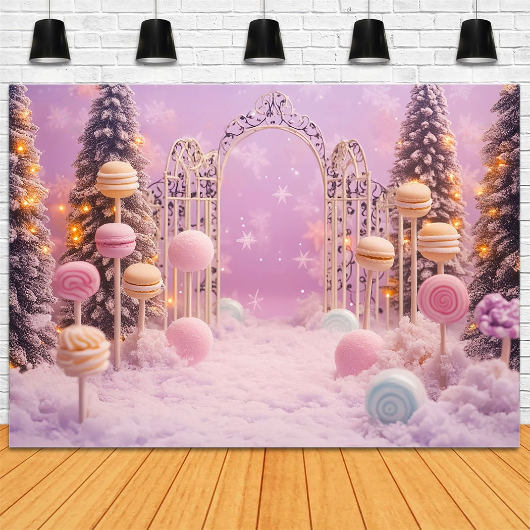 Toile de fond Nouveau-Né Pays des Bonbons Forêt Enneigée LXX58-347