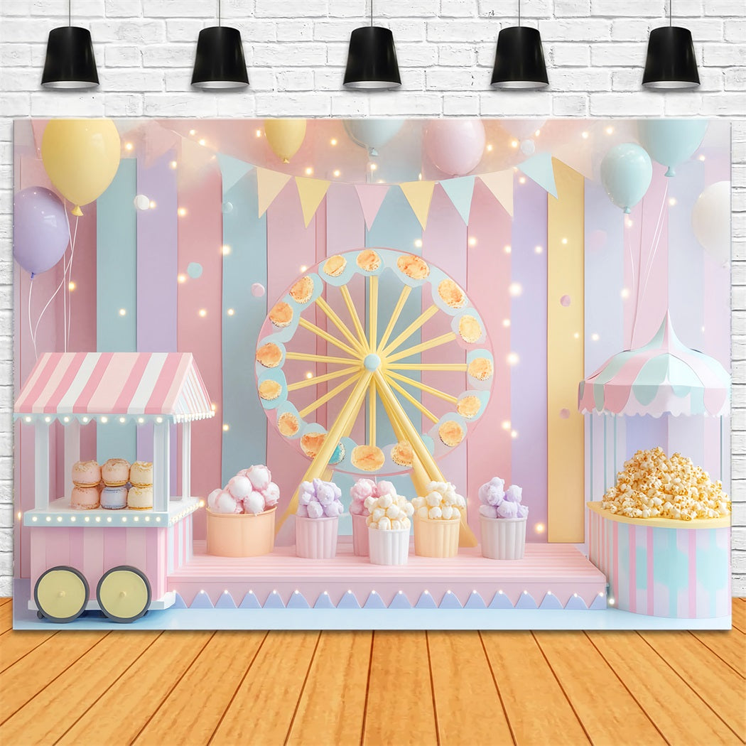 Toile de fond Bébé Carnaval Pastel Grande Roue LXX58-352
