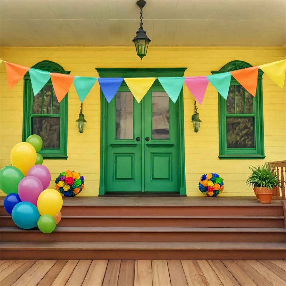 Toile de fond Bébé Ballons Colorés Porte Verte LXX58-357