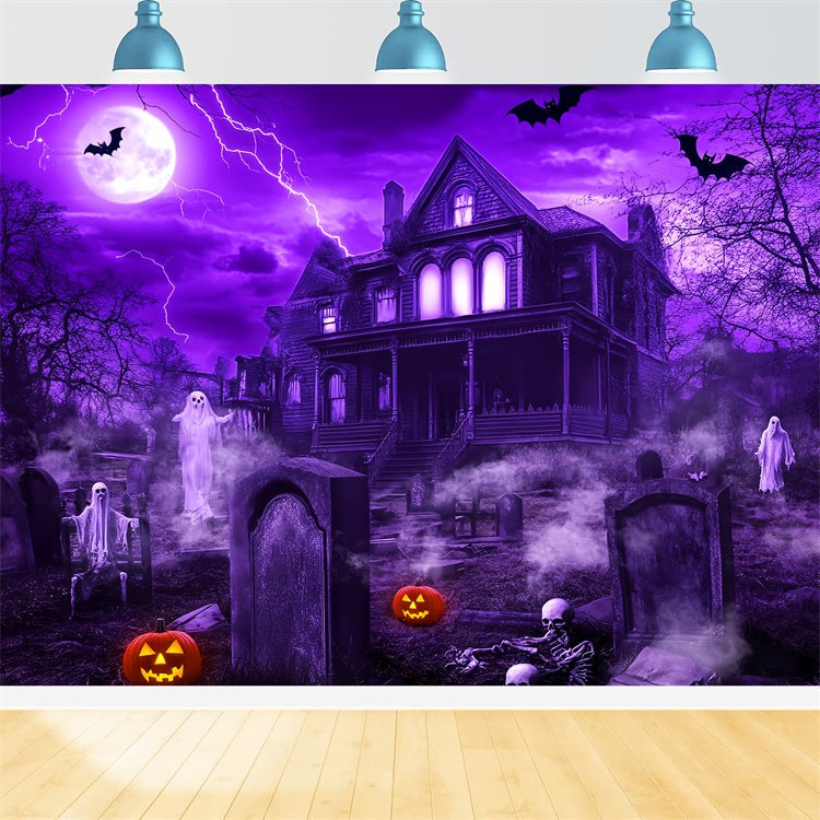 Fond halloween photo Manoir Hanté Nuit Lugubre LXX58-36