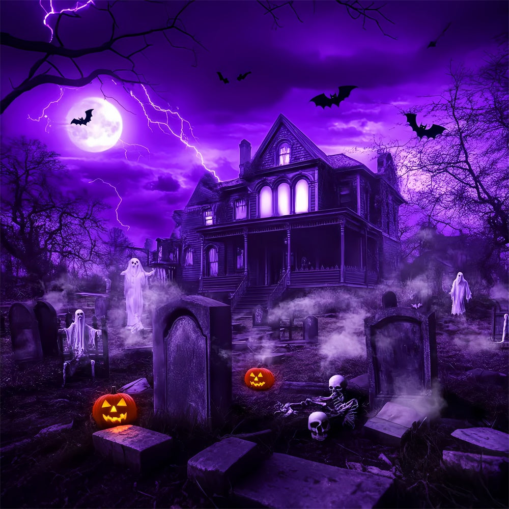Fond halloween photo Manoir Hanté Nuit Lugubre LXX58-36
