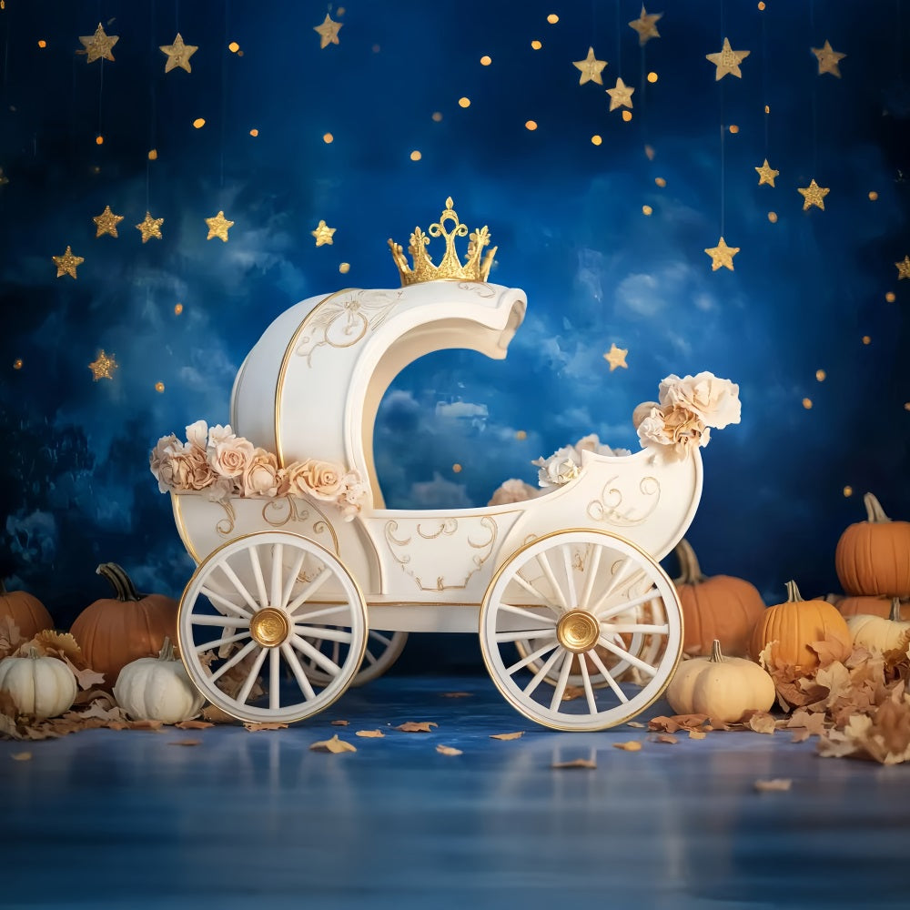 Toile de fond Bébé Carrosse Citrouille Royale Nuit LXX58-361
