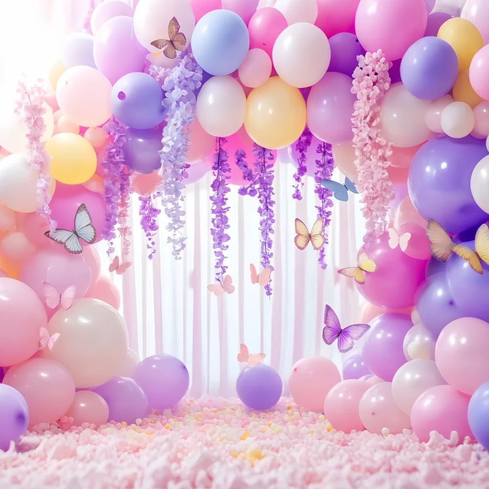 Toile de fond Nouveau-Né Papillon Arche Pastel Ballons LXX58-380
