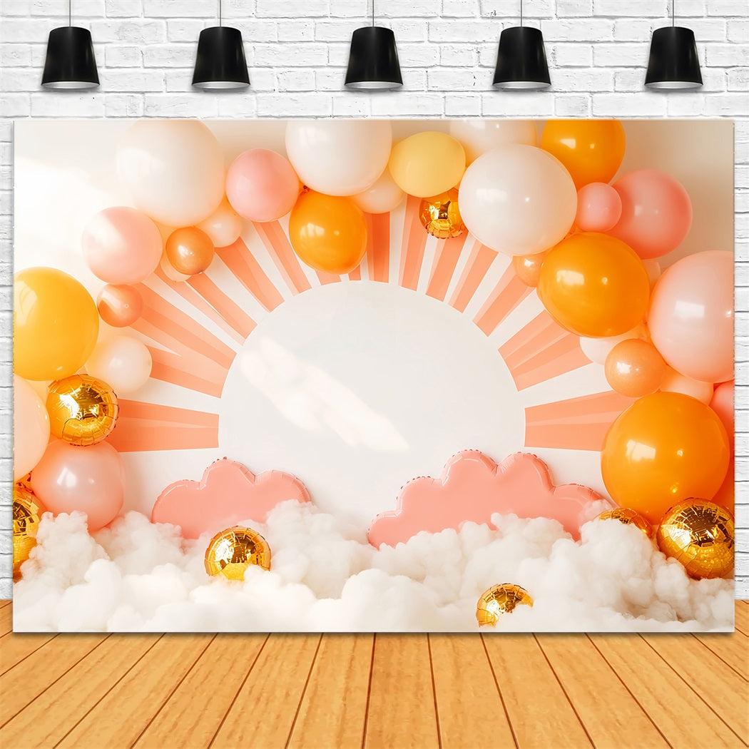 Toile de fond Nouveau-Né Lever de Soleil Nuages Lumineux Ballons LXX58-383