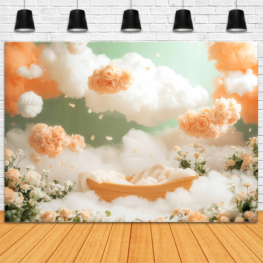 Toile de fond Bébé Fantaisie Nuageuse Florale Flottante LXX58-386