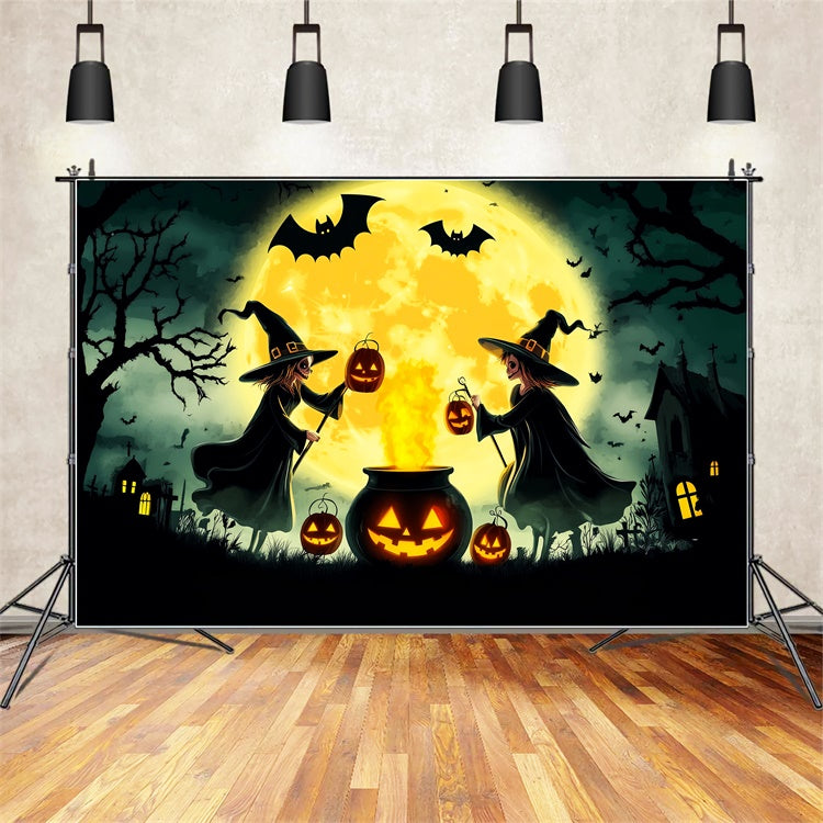 Fond halloween photo Sorcières Clair de Lune Porte de Garage LXX58-4