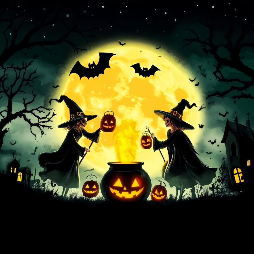 Fond halloween photo Sorcières Clair de Lune Porte de Garage LXX58-4