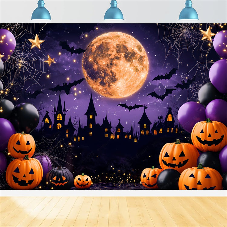Toile photo halloween Silhouette Château Hanté LXX58-40