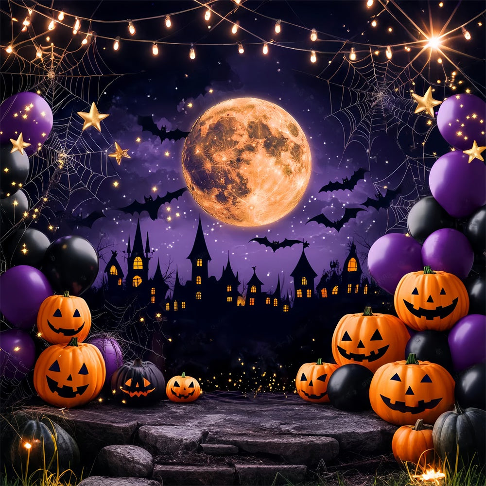 Toile photo halloween Silhouette Château Hanté LXX58-40