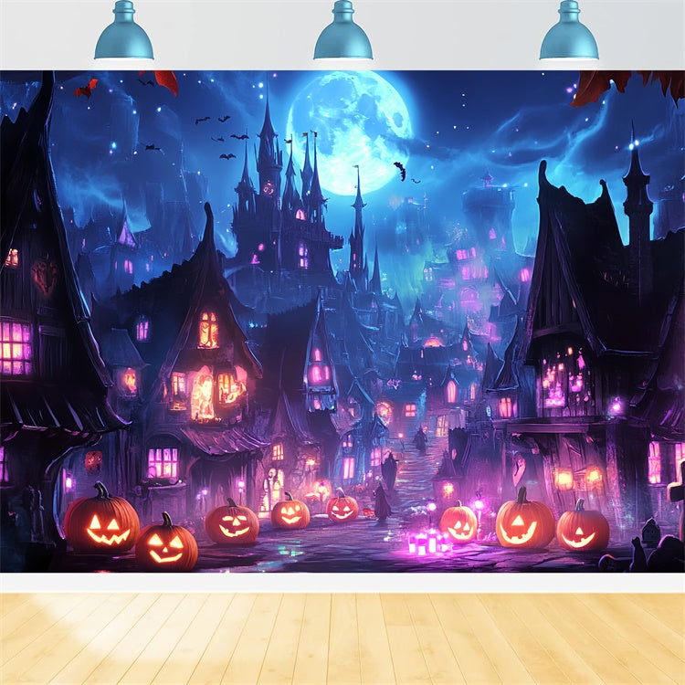 Toile halloween Ville Mystique Sorcière LXX58-43